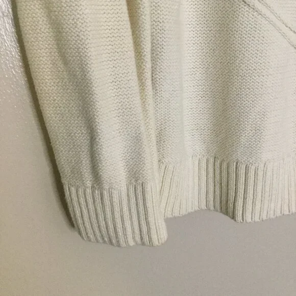 Talbots Ivory Nautical Cotton Knit Sweater - Picture 7 of 8